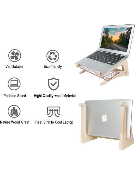 Soporte para Laptop UI U & I de Madera, 11-15.6" Ergonomico