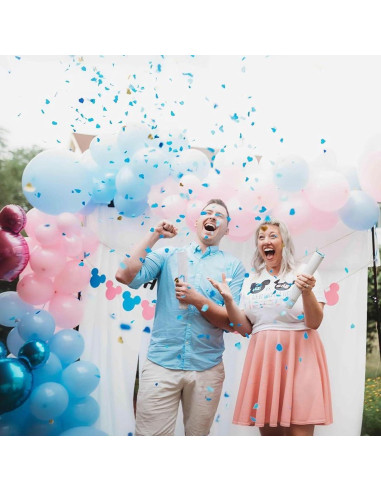 Cañón de Confeti Revelación de Género PrimePure - 4 Corazones Azules