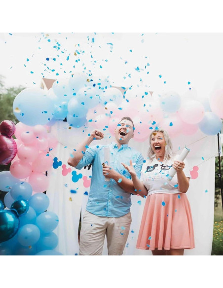 Cañón de Confeti Revelación de Género PrimePure - 4 Corazones Azules