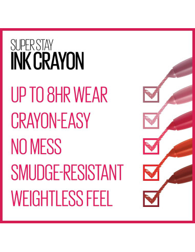 Labial Mate Crayon Maybelline SuperStay Ink 1.13g con Sacapuntas