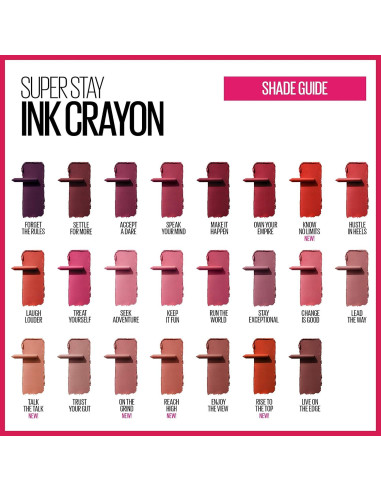 Labial Mate Crayon Maybelline SuperStay Ink 1.13g con Sacapuntas