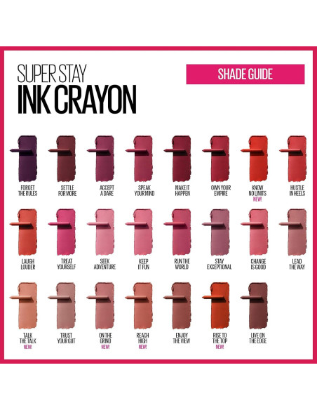 Labial Mate Crayon Maybelline SuperStay Ink 1.13g con Sacapuntas Labial Mate Crayon Maybelline SuperStay Ink 1.13g con Sacapuntas