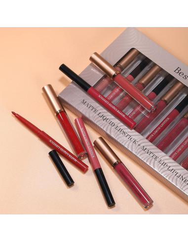 Set de Maquillaje BestLand 12 Piezas: 6 Pintalabios Mate y Lápices