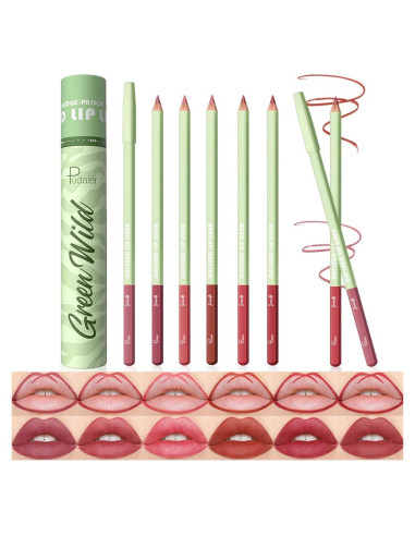 Set de 6 Lápices de Contorno de Labios Pudaier - Alta Pigmentación