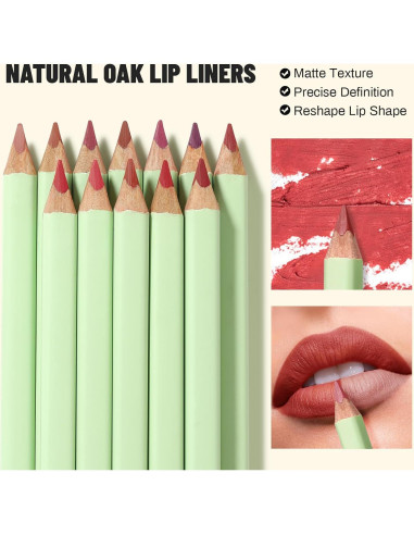 Set de 6 Lápices de Contorno de Labios Pudaier - Alta Pigmentación