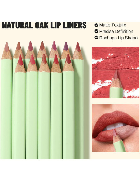 Set de 6 Lápices de Contorno de Labios Pudaier - Alta Pigmentación