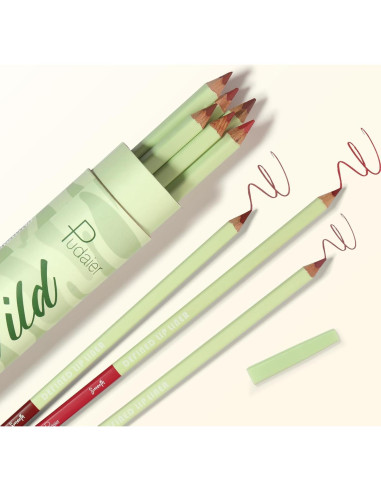 Set de 6 Lápices de Contorno de Labios Pudaier - Alta Pigmentación