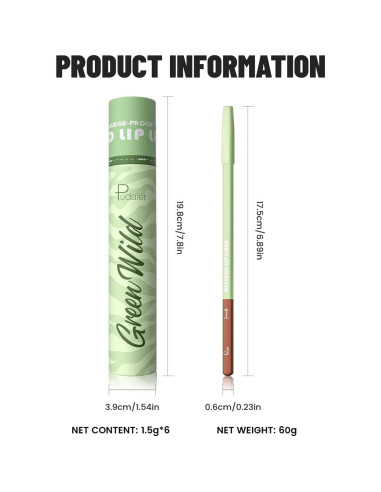 Set de 6 Lápices de Contorno de Labios Pudaier - Alta Pigmentación