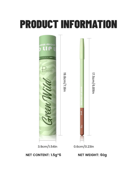 Set de 6 Lápices de Contorno de Labios Pudaier - Alta Pigmentación