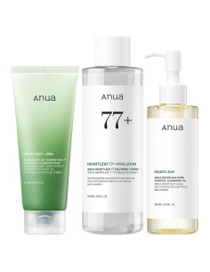 Set de Limpieza Facial Anua: Aceite + Espuma + Tónico Calmante