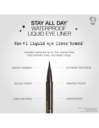 Delineador de Ojos Líquido Impermeable Stila Negro Intenso