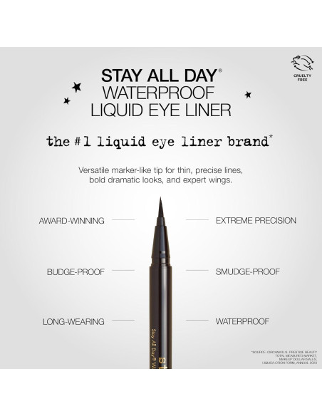 Delineador de Ojos Líquido Impermeable Stila Negro Intenso