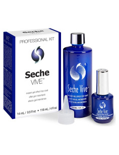 Seche Vive Kit Profesional Top Coat Gel 4 oz + Recarga 0.5 oz