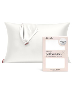 Funda de Almohada de Satén Kitsch con Cremallera 66x48 cm Marfil