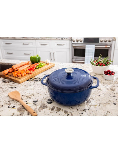 Horno Holandés Lodge Enameled 6 Cuartos Hierro Fundido Índigo