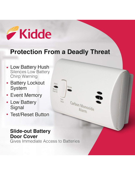 Detector de Monóxido de Carbono Kidde 9CO5LP2 Portátil a Batería
