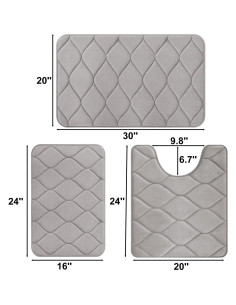 Juego de 3 Alfombrillas de Baño Colorxy - Antideslizantes y Lavables 2