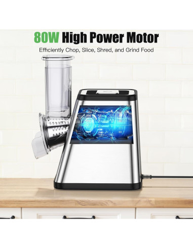 Rallador de Queso Eléctrico AERVOCE 5 en 1 con Contenedor