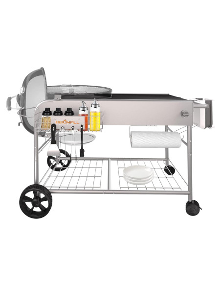 Carrito de Parrilla BBQMall para Weber 22" y 18" - Mesa Resistente