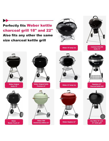 Carrito de Parrilla BBQMall para Weber 22" y 18" - Mesa Resistente