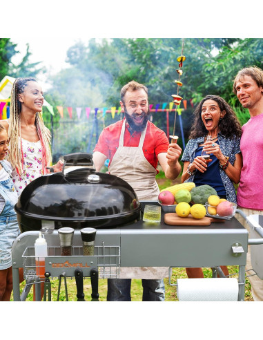 Carrito de Parrilla BBQMall para Weber 22" y 18" - Mesa Resistente