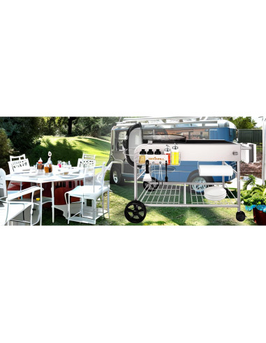 Carrito de Parrilla BBQMall para Weber 22" y 18" - Mesa Resistente