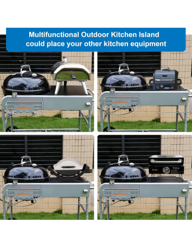 Carrito de Parrilla BBQMall para Weber 22" y 18" - Mesa Resistente