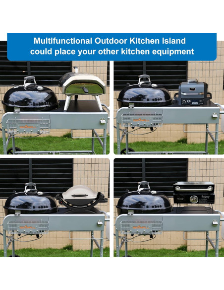 Carrito de Parrilla BBQMall para Weber 22" y 18" - Mesa Resistente