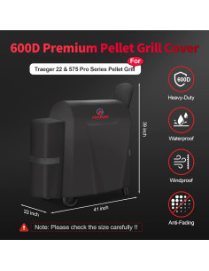 Cubierta de Parrilla Comnova 600D para Traeger Pro 22 y 575 2