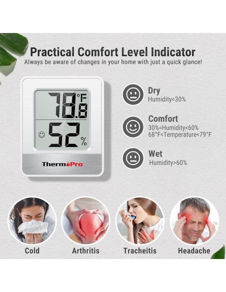 Higrómetro Digital ThermoPro TP49 - Termómetro Interior 4 Piezas