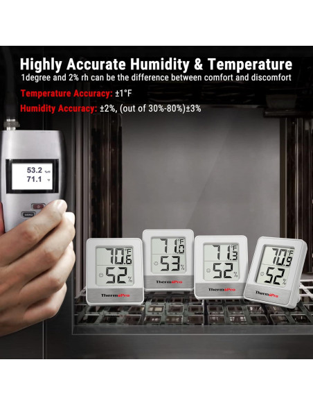 Higrómetro Digital ThermoPro TP49 - Termómetro Interior 4 Piezas