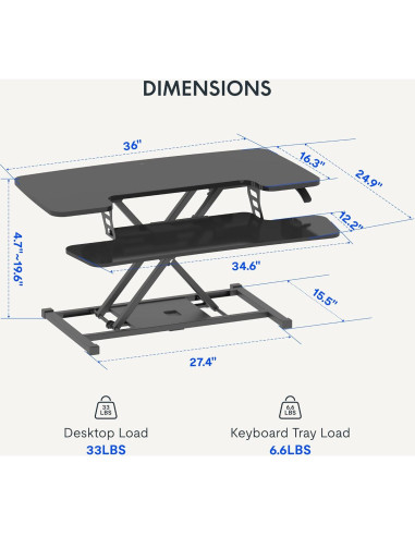 Convertidor de Escritorio Ajustable FLEXISPOT MT137 91 cm Negro
