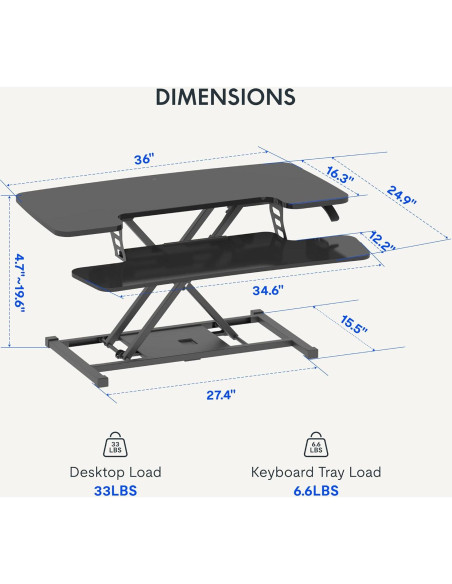 Convertidor de Escritorio Ajustable FLEXISPOT MT137 91 cm Negro
