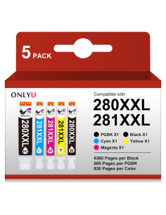 Cartuchos de Tinta ONLYU 280XXL 281XXL para Canon - 5 Paquetes