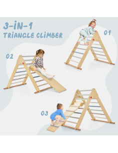 Conjunto Triangular de Escalada OLAKIDS 3 en 1 Madera Plegable 2