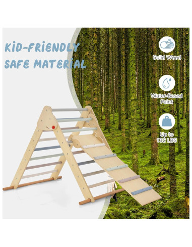 Conjunto Triangular de Escalada OLAKIDS 3 en 1 Madera Plegable