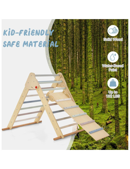Conjunto Triangular de Escalada OLAKIDS 3 en 1 Madera Plegable