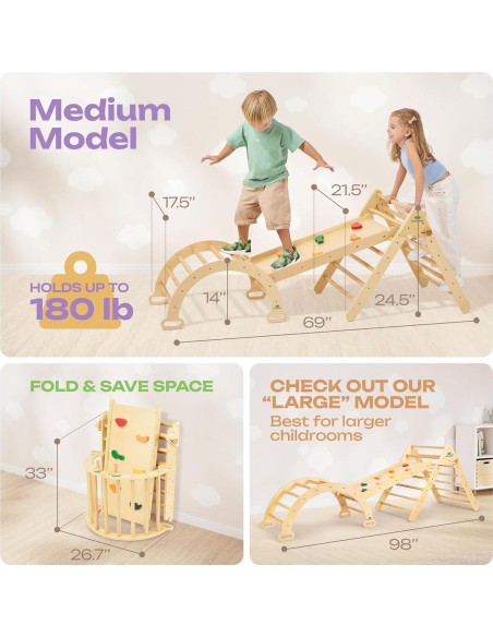 Set Triángulo Pikler 7-en-1 Fun Forest para Niños Set Triángulo Pikler 7-en-1 Fun Forest para Niños