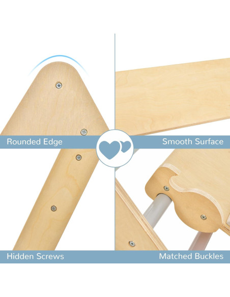 Conjunto Triangular de Escalada OLAKIDS 3 en 1 Madera Plegable