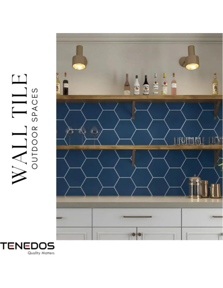 Azulejos Hexagonales Tenedos Porcelana Azul Real 20 Piezas