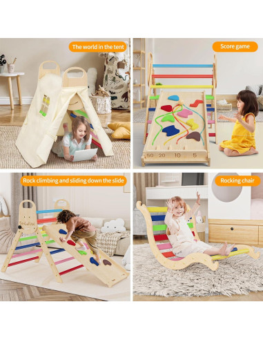 Conjunto Triángulo Pikler Sehloran 8 en 1 con Pinball y Tienda