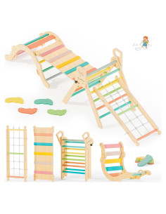 Conjunto Triángulo Pikler BlueWood 10-en-1 Escalador Montessori