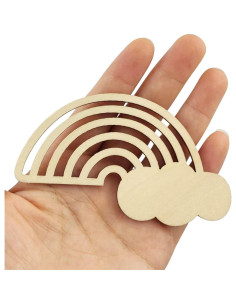 Paquete de 32 Recortes de Arcoíris de Madera Xonzmmk 10 cm 2