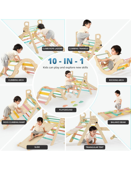 Conjunto Triángulo Pikler BlueWood 10-en-1 Escalador Montessori