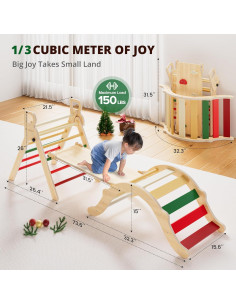 Conjunto Triángulo Pikler BlueWood 9 en 1 para Niños 2