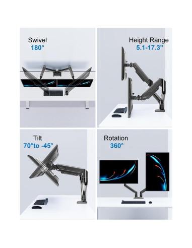 Soporte Doble para Monitor ErgoFocus 13-32" Negro