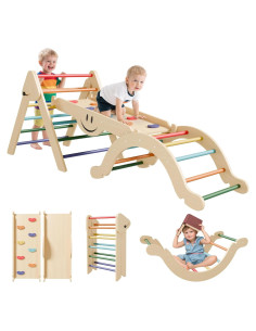 Conjunto de Escalada Pikler BIERUM 8 en 1 Madera Arcoíris