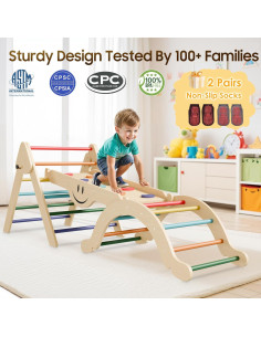 Conjunto de Escalada Pikler BIERUM 8 en 1 Madera Arcoíris 2