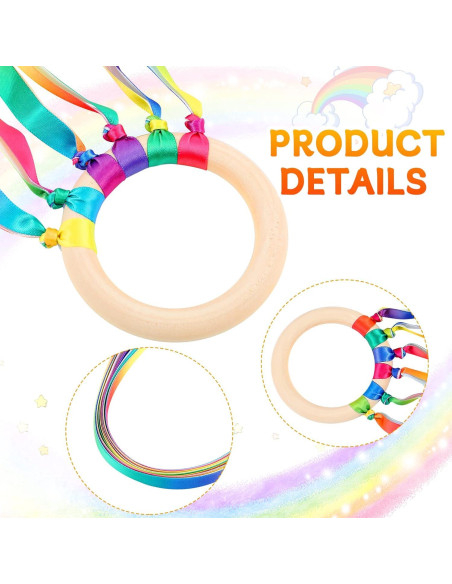 12 Piezas Juguetes de Madera Waldorf Cinta Arcoíris Educativos