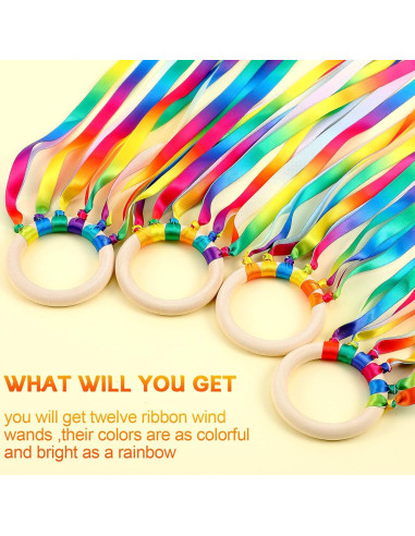 12 Piezas Juguetes de Madera Waldorf Cinta Arcoíris Educativos